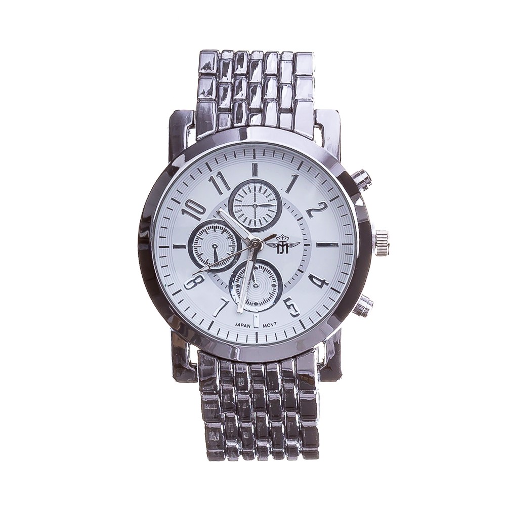 Мъжки часовник  Michael John Сребрист с бяла метална каишка - Kalapod.bg