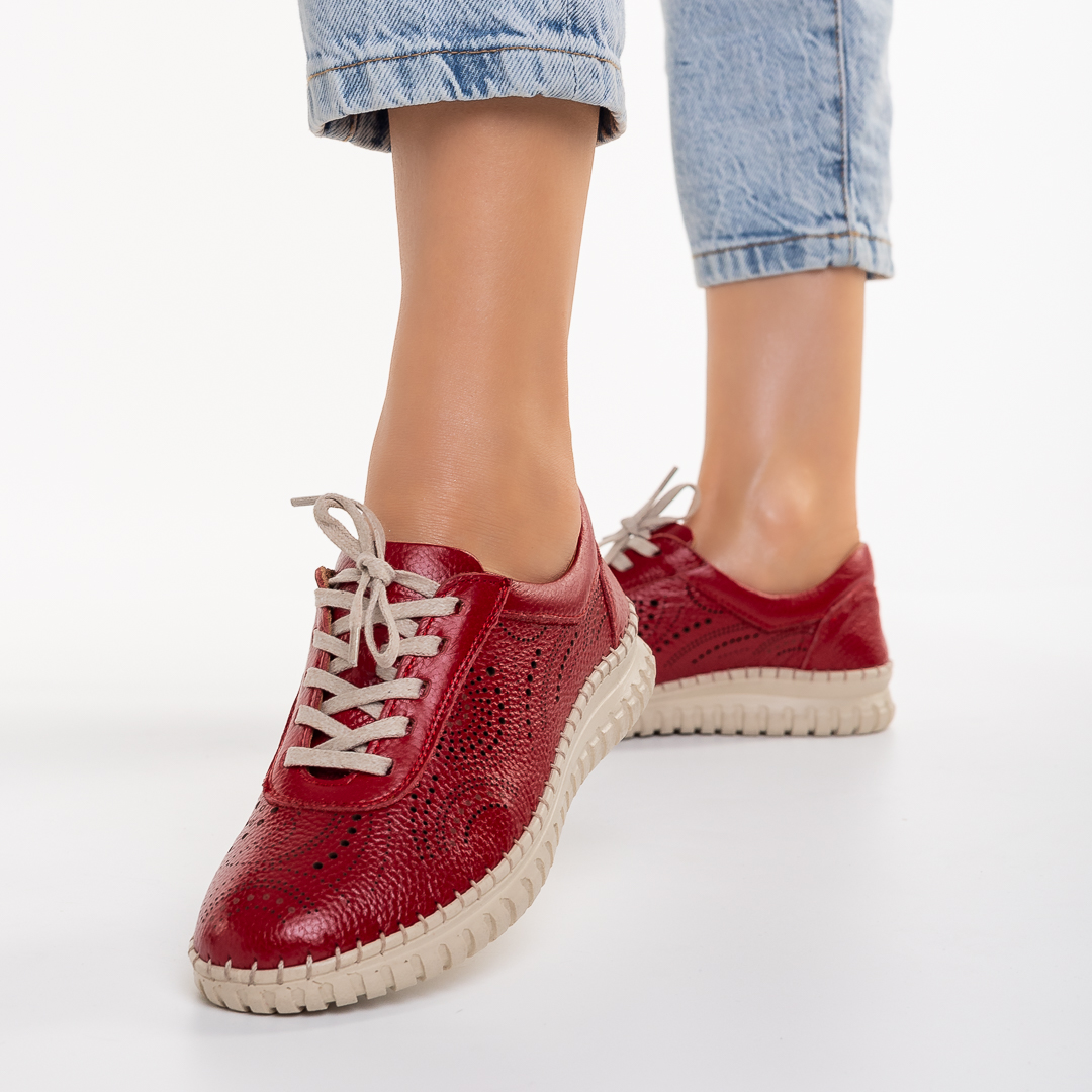 Дамски обувки casual червени от естествена кожа  Egisa, 5 - Kalapod.bg