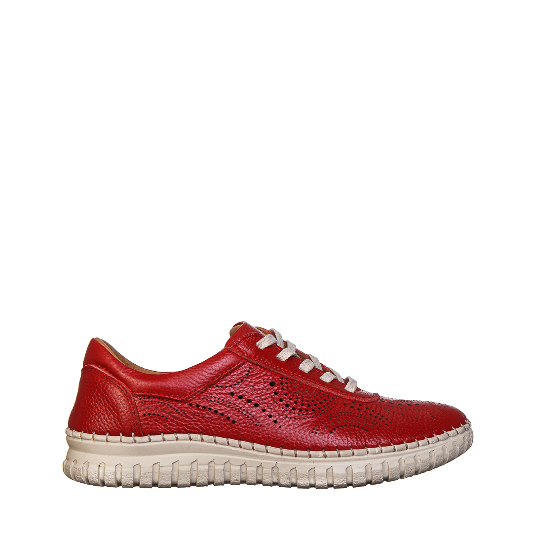 Дамски обувки casual червени от естествена кожа  Egisa, 2 - Kalapod.bg
