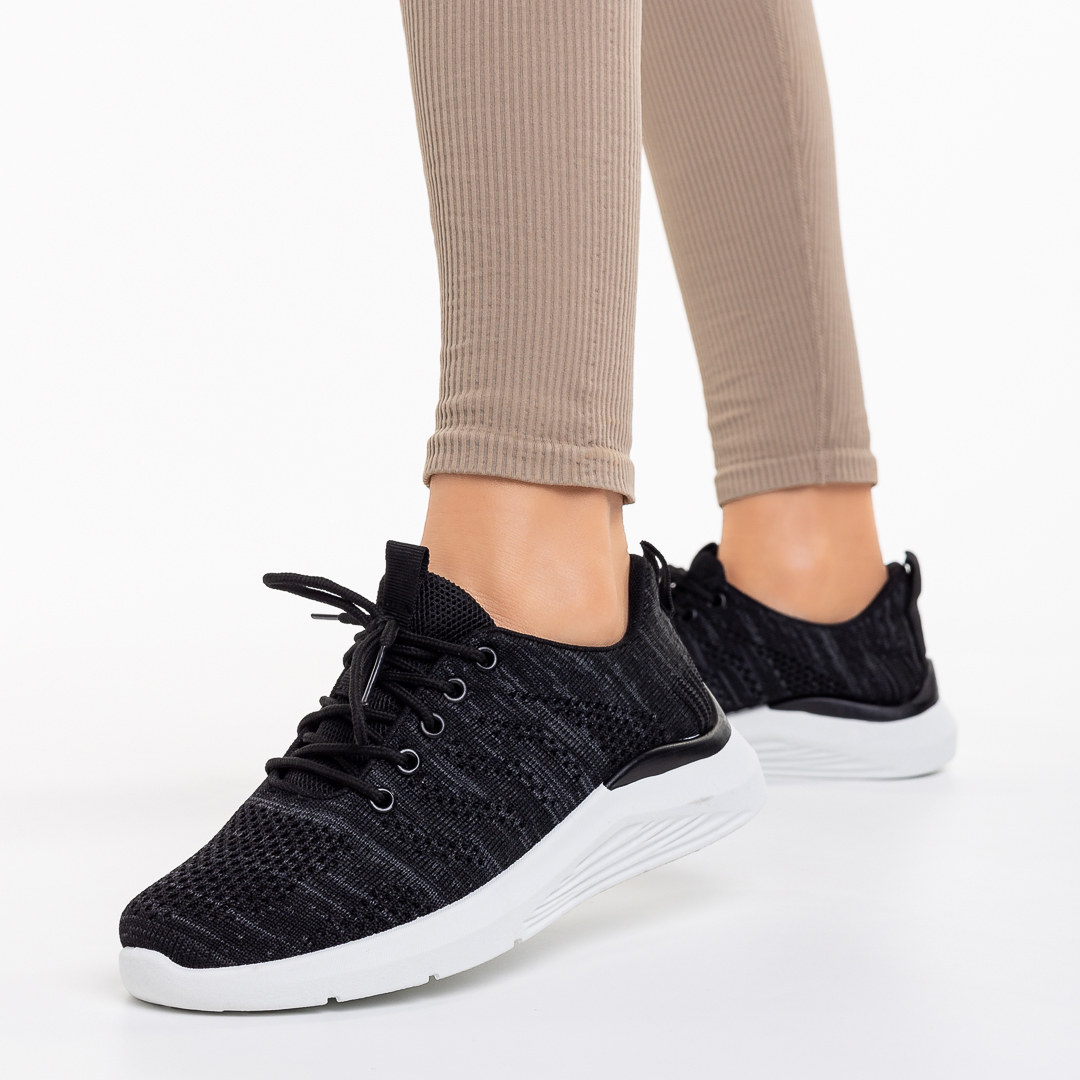 Дамски спортни обувки  черни  от текстилен материал  Thiago, 3 - Kalapod.bg