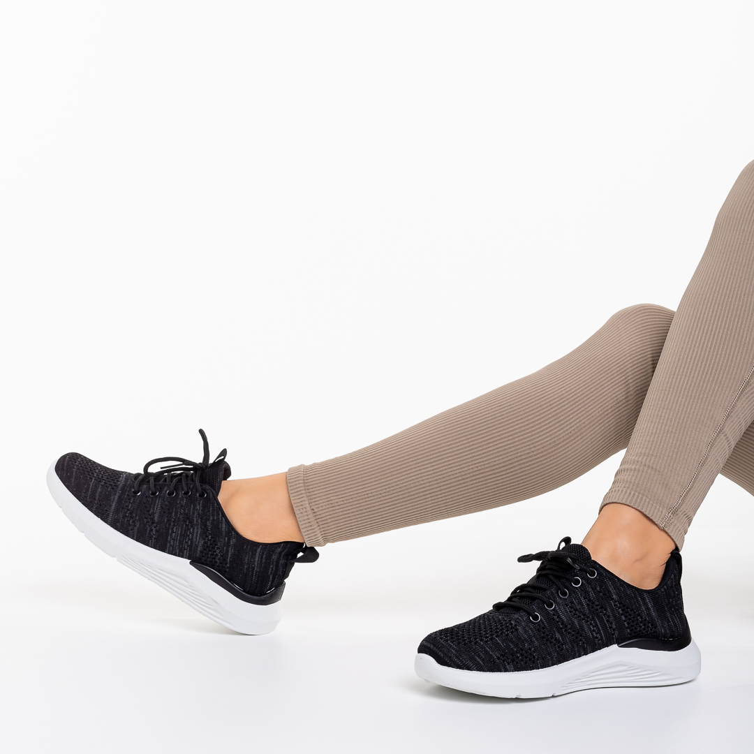 Дамски спортни обувки  черни  от текстилен материал  Thiago, 6 - Kalapod.bg