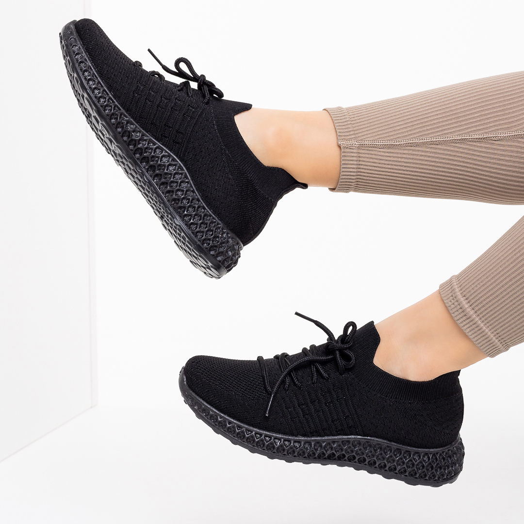 Дамски спортни обувки  черни от текстилен материал  Samye, 6 - Kalapod.bg