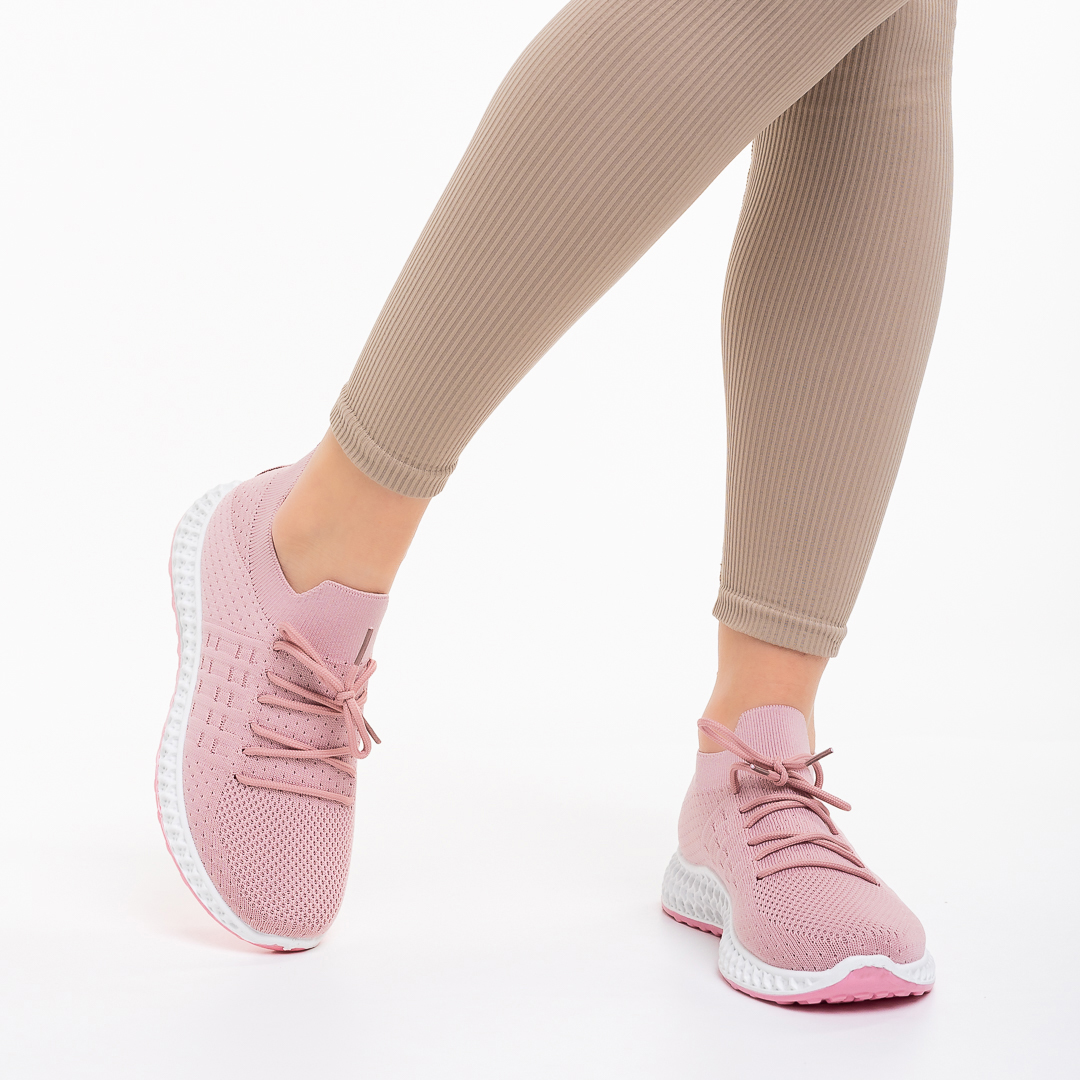 Дамски спортни обувки розови  от текстилен материал  Samye, 3 - Kalapod.bg
