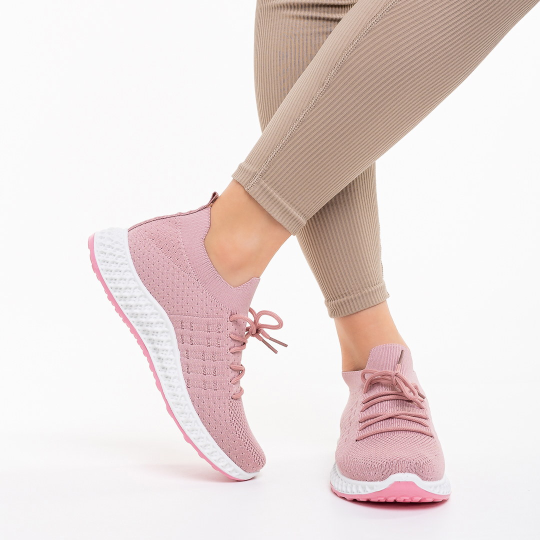 Дамски спортни обувки розови  от текстилен материал  Samye, 4 - Kalapod.bg