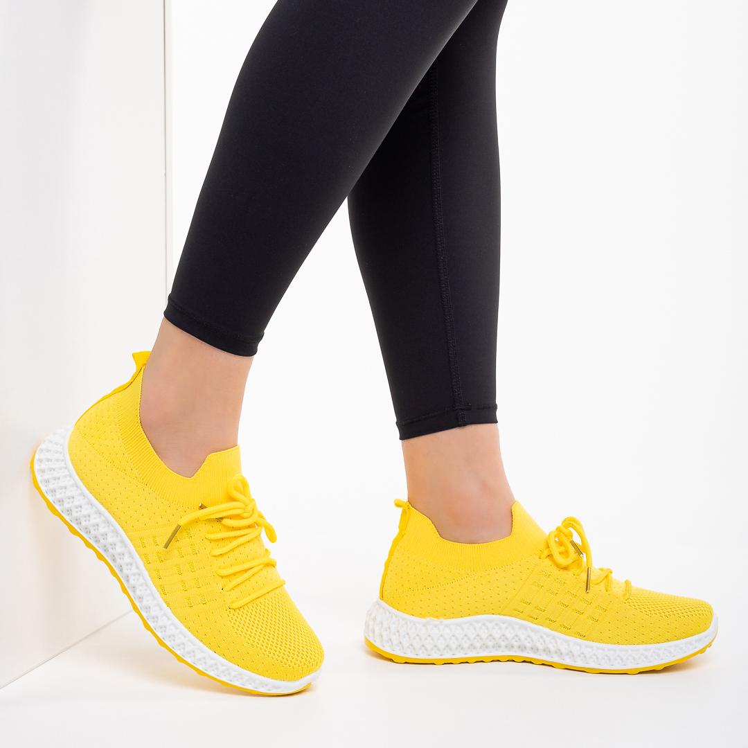 Дамски спортни обувки  жълти  от текстилен материал  Samye, 3 - Kalapod.bg