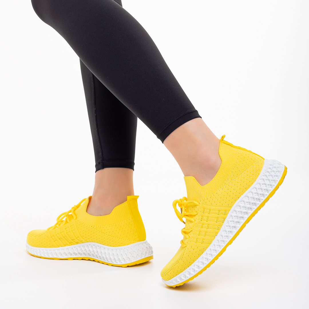 Дамски спортни обувки  жълти  от текстилен материал  Samye, 4 - Kalapod.bg
