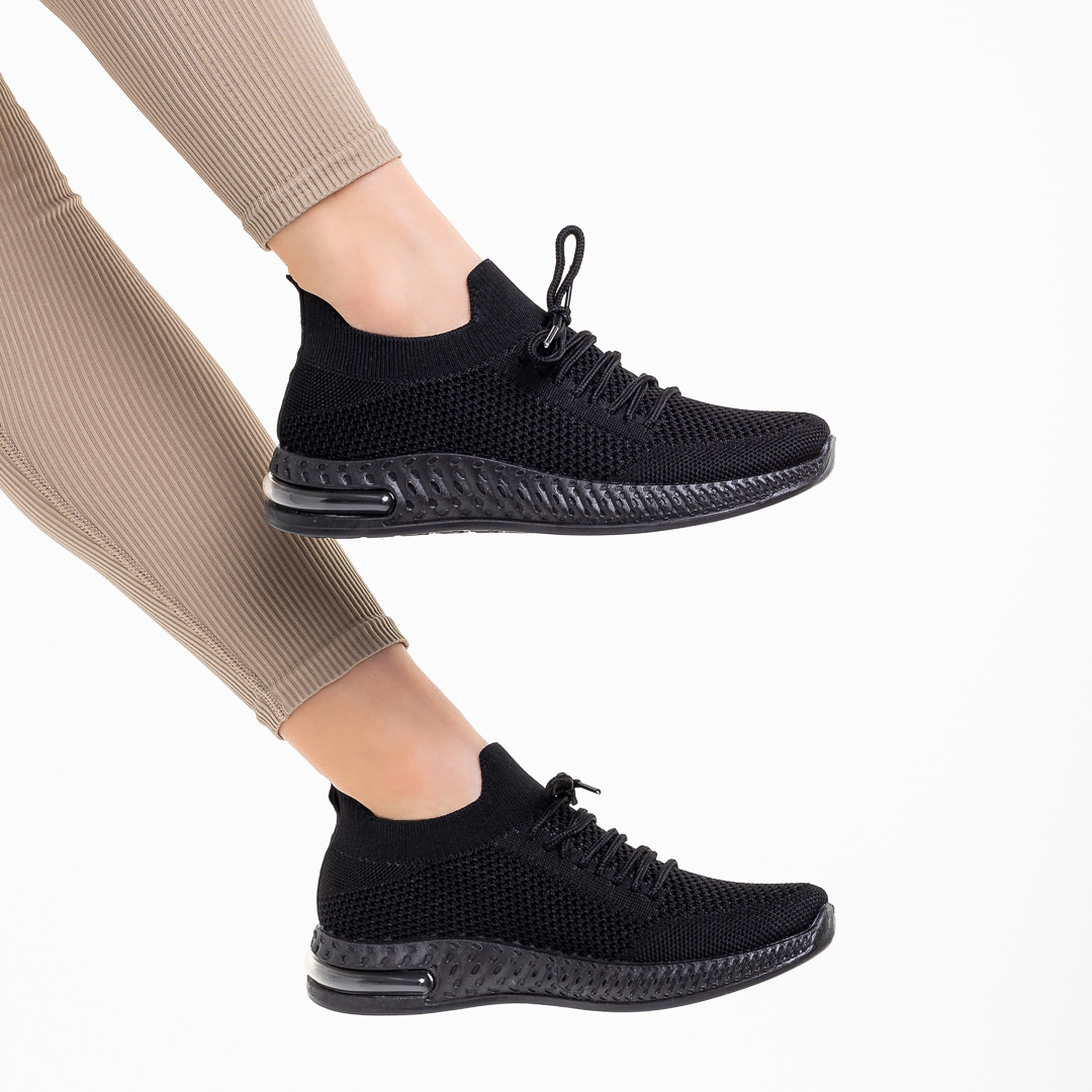 Дамски спортни обувки  черни от текстилен материал  Carilena, 3 - Kalapod.bg