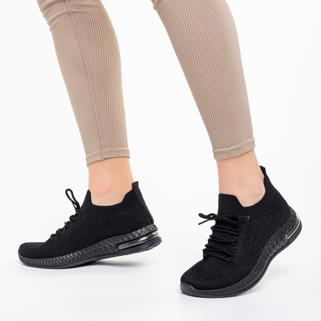 Дамски спортни обувки  черни от текстилен материал  Carilena, 5 - Kalapod.bg