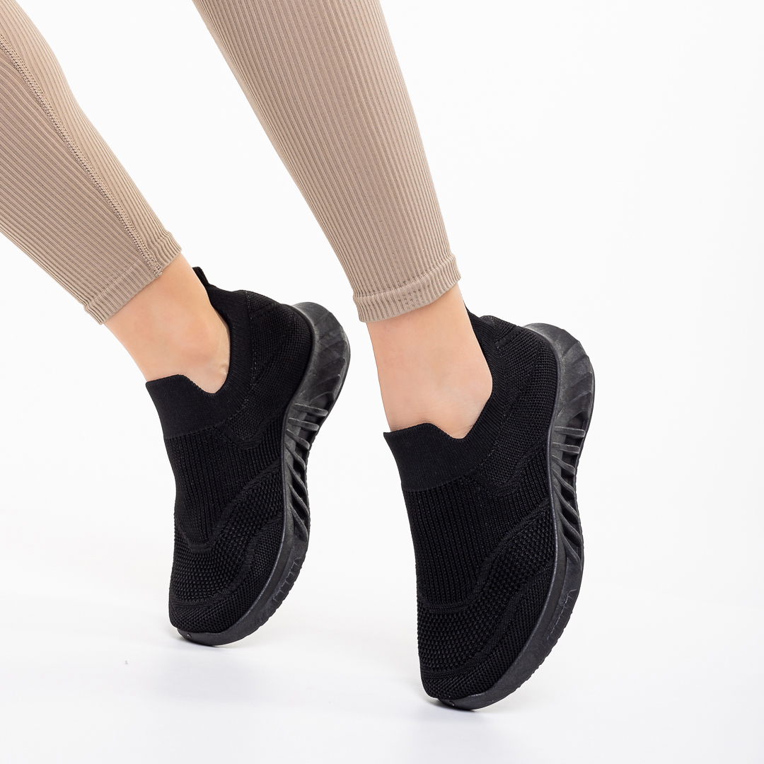 Дамски спортни обувки  черни от текстилен материал  Aceline, 5 - Kalapod.bg