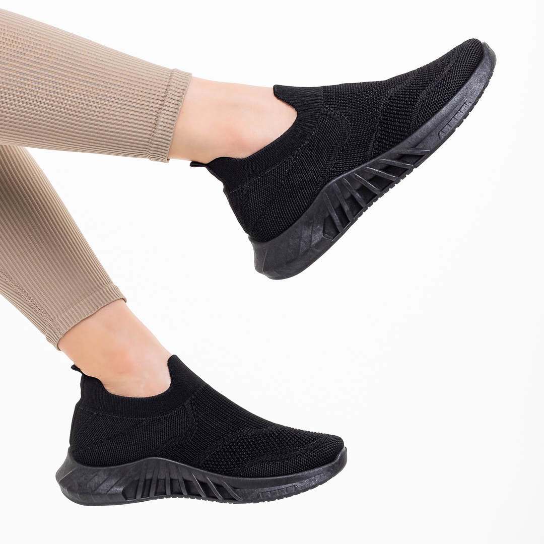 Дамски спортни обувки  черни от текстилен материал  Aceline, 6 - Kalapod.bg