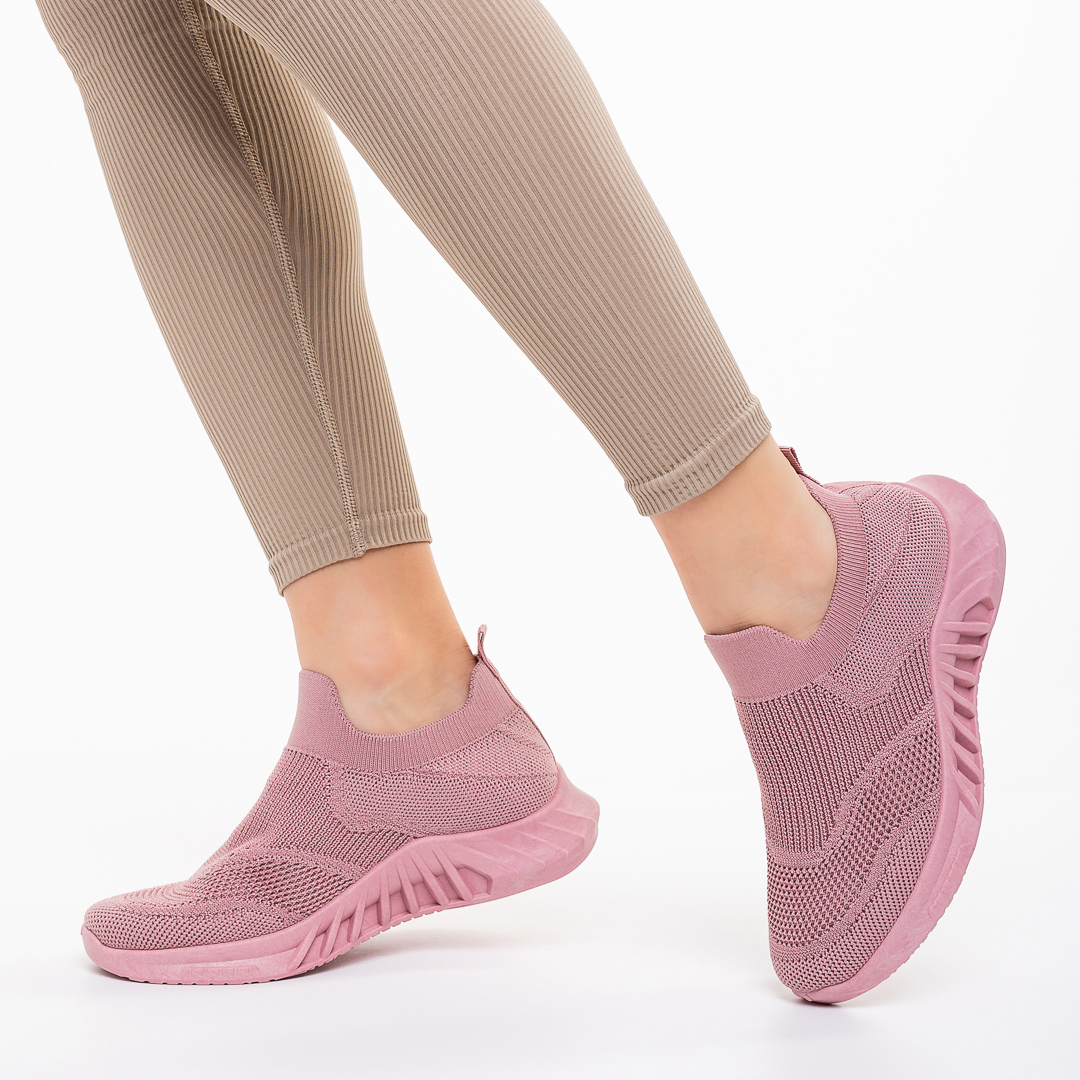 Дамски спортни обувки розови  от текстилен материал  Aceline, 4 - Kalapod.bg