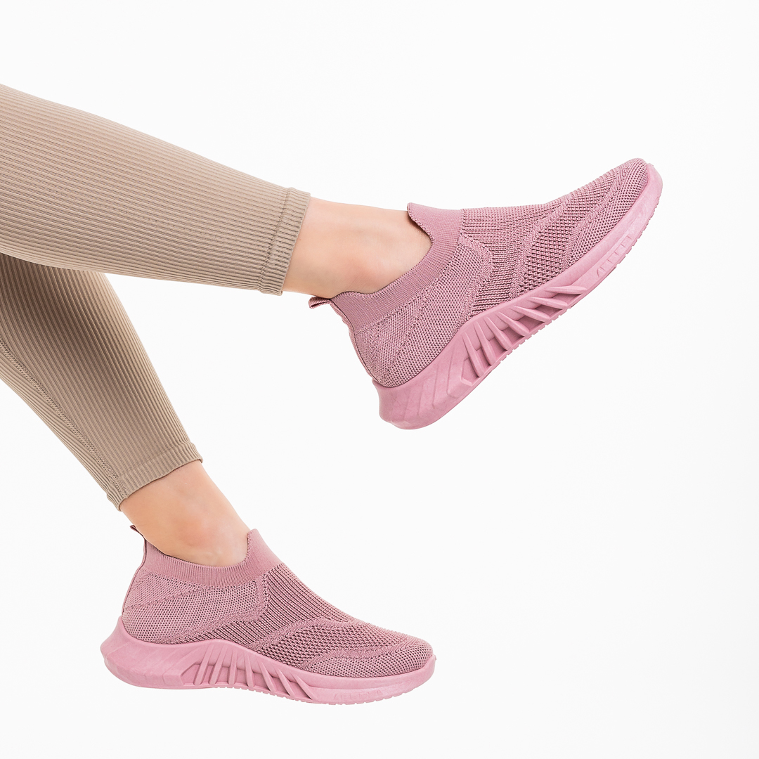 Дамски спортни обувки розови  от текстилен материал  Aceline, 5 - Kalapod.bg