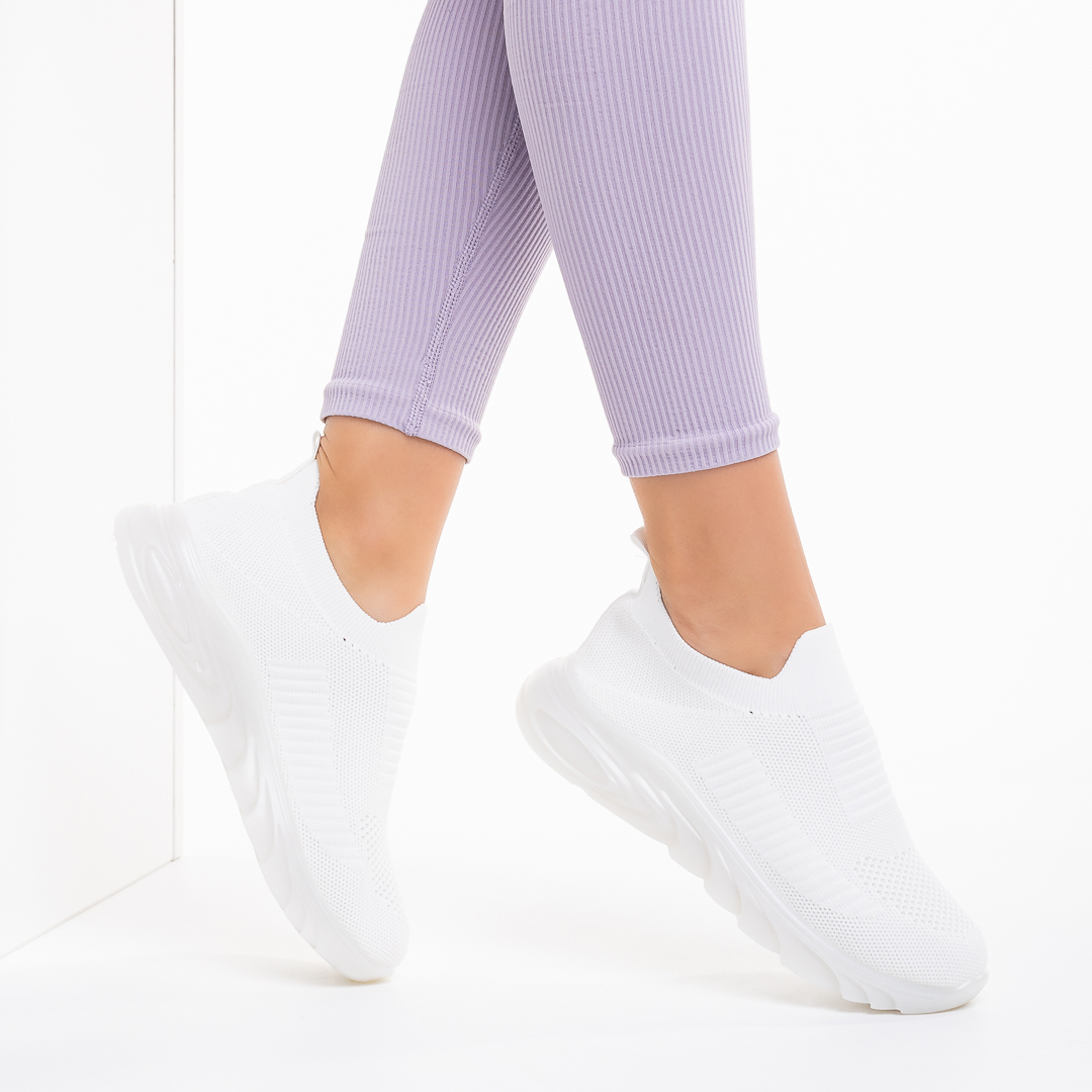 Дамски спортни обувки  бели от текстилен материал  Chalith, 3 - Kalapod.bg