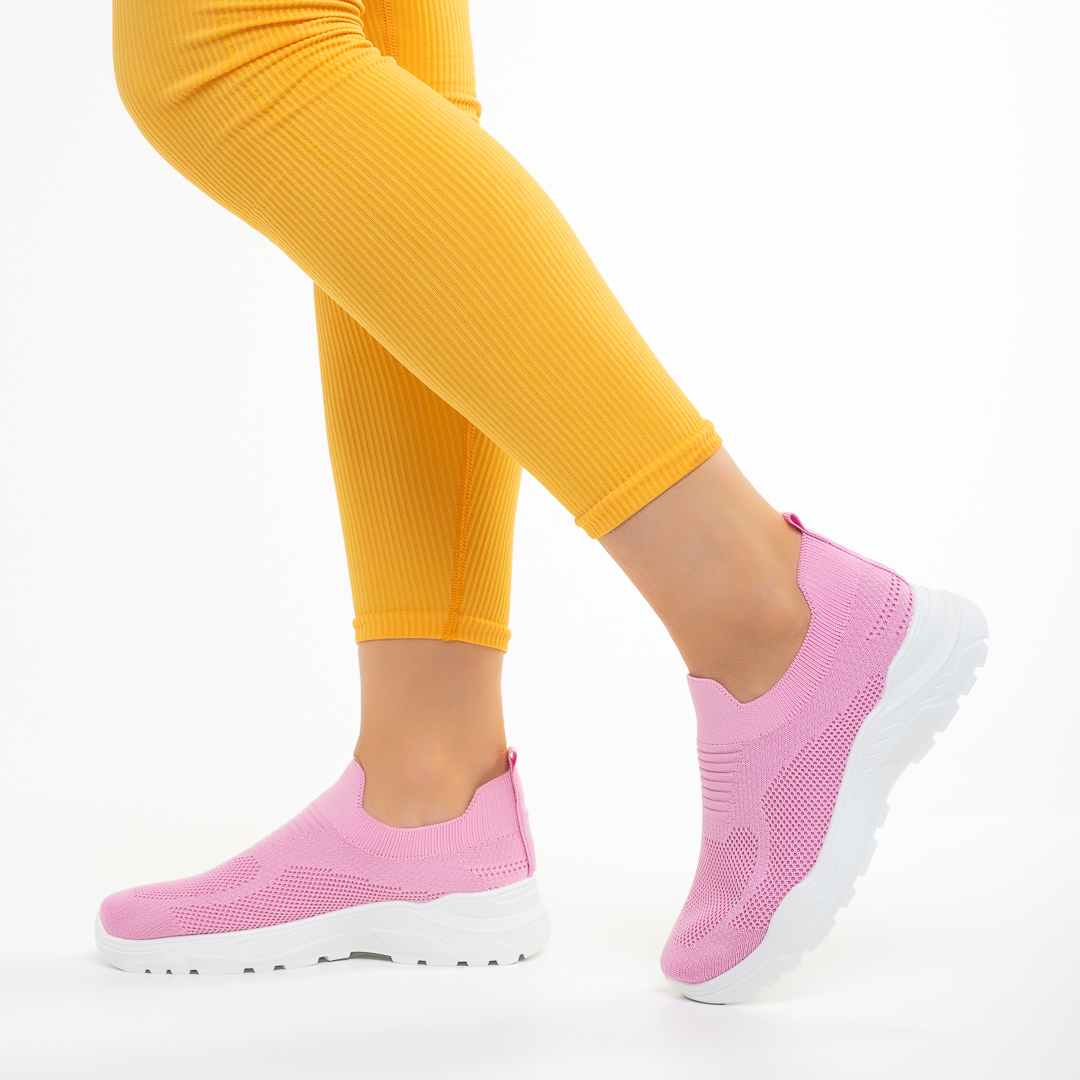 Дамски спортни обувки  розови от текстилен материал  Aamina, 3 - Kalapod.bg