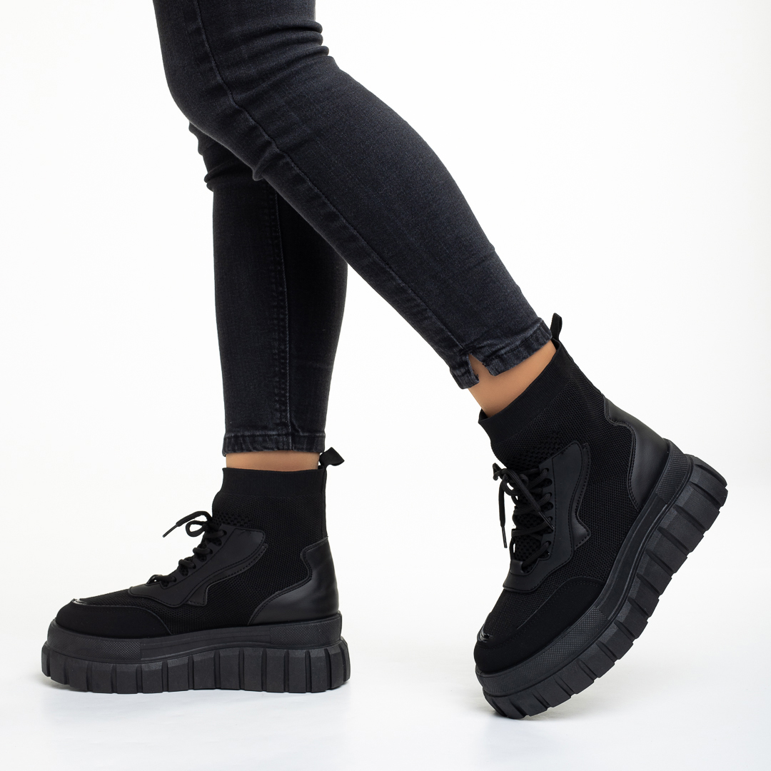 Дамски спортни обувки  черни  от текстилен материал  Icelyn, 4 - Kalapod.bg
