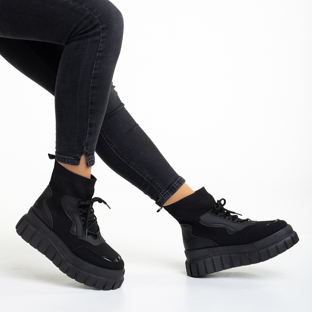 Дамски спортни обувки  черни  от текстилен материал  Icelyn, 5 - Kalapod.bg