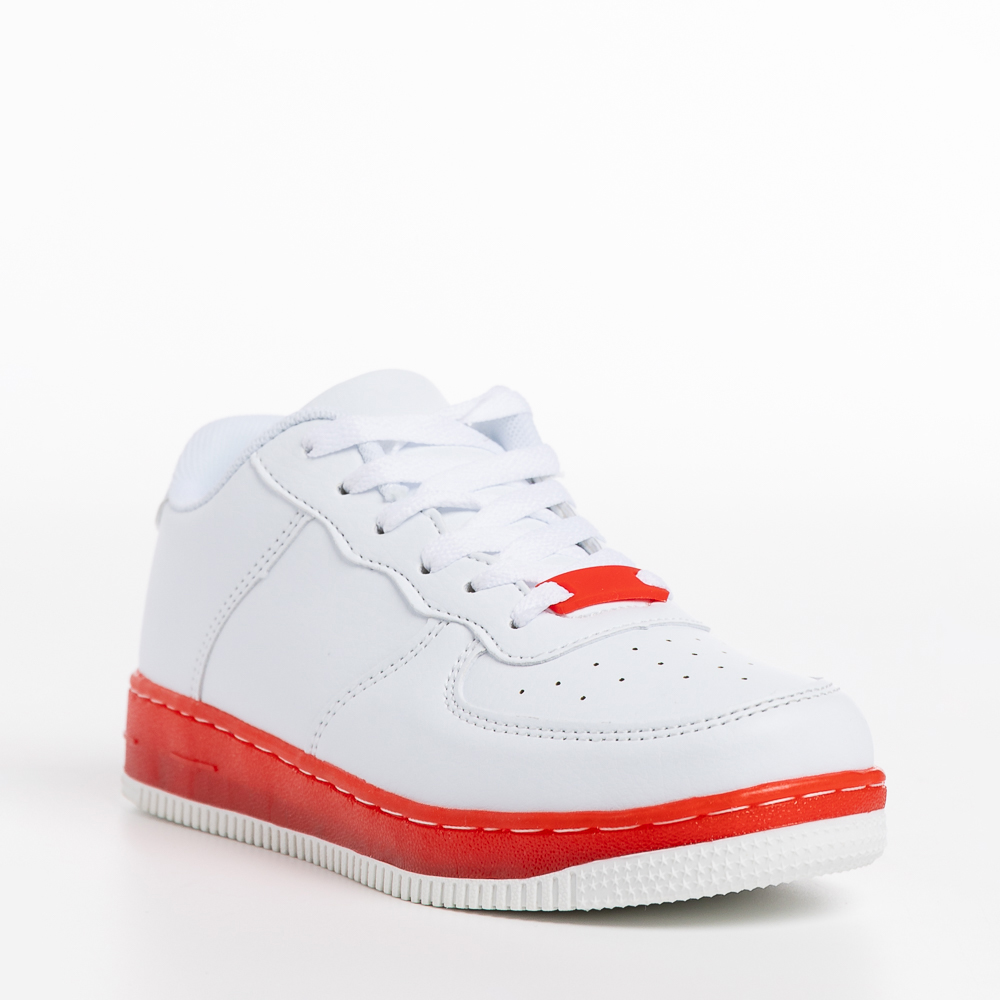 Детски спортни обувки  бели  с червено  от еко кожа  Carsyn, 3 - Kalapod.bg