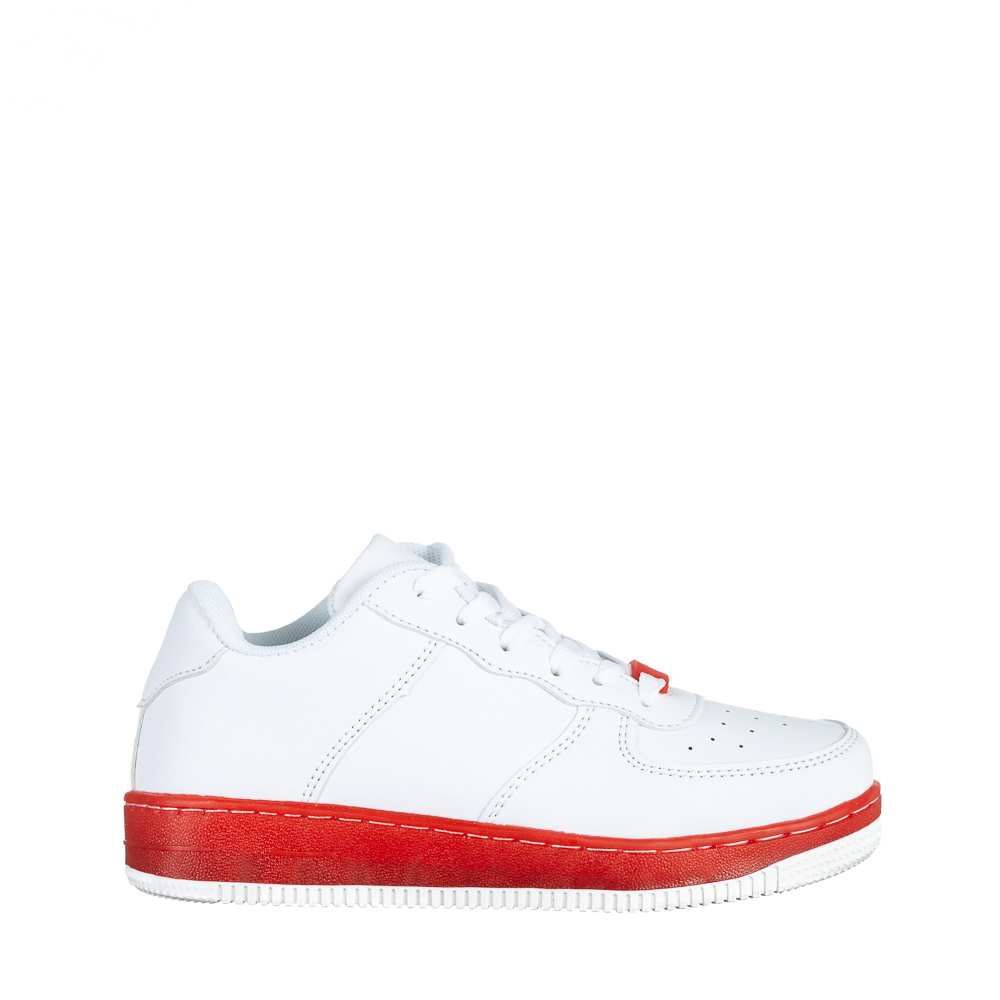 Детски спортни обувки  бели  с червено  от еко кожа  Carsyn, 2 - Kalapod.bg