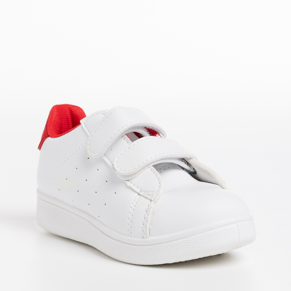 Детски спортни обувки  бели  с  червено от еко кожа   Artio, 3 - Kalapod.bg