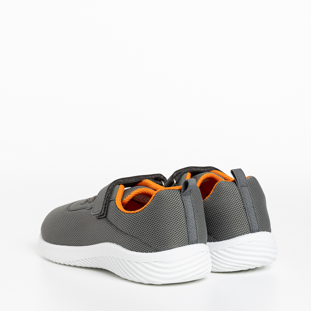 Детски спортни обувки  сиви с оранжево от текстилен материал  Amie, 4 - Kalapod.bg