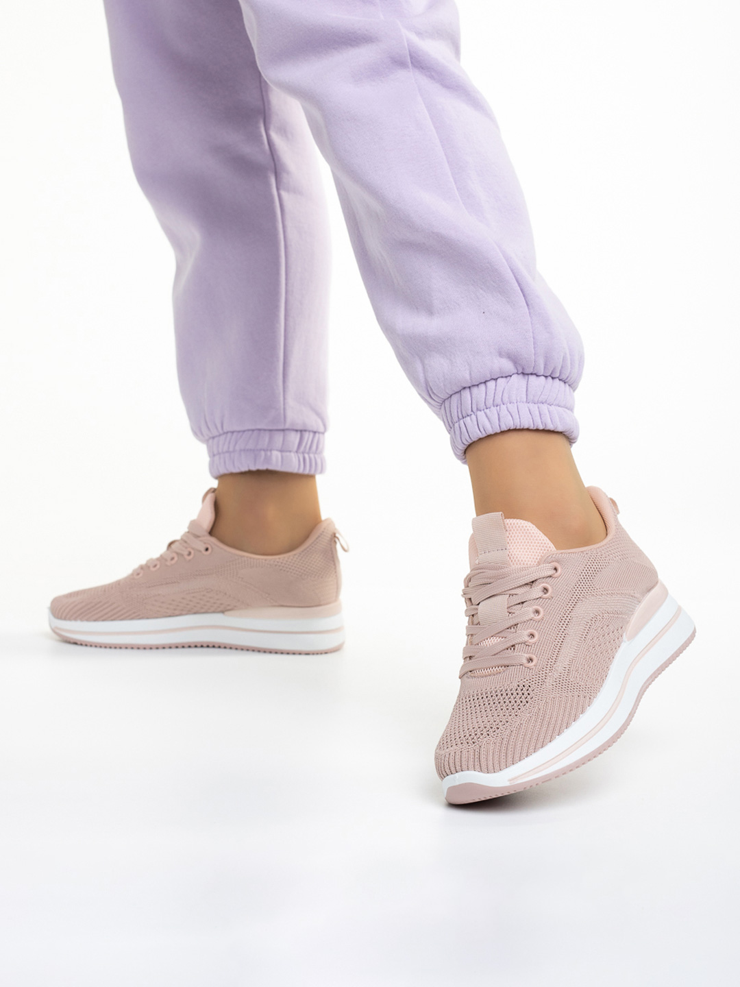 Дамски спортни обувки  розови   от текстилен материал  Jelena, 2 - Kalapod.bg