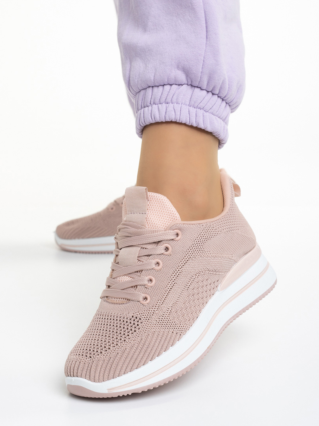 Дамски спортни обувки  розови   от текстилен материал  Jelena, 3 - Kalapod.bg