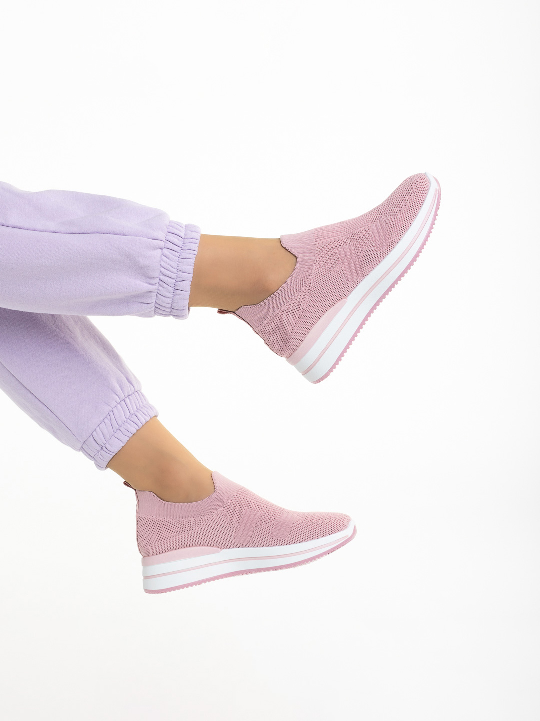 Дамски спортни обувки  розови  от текстилен материал  Moira, 5 - Kalapod.bg