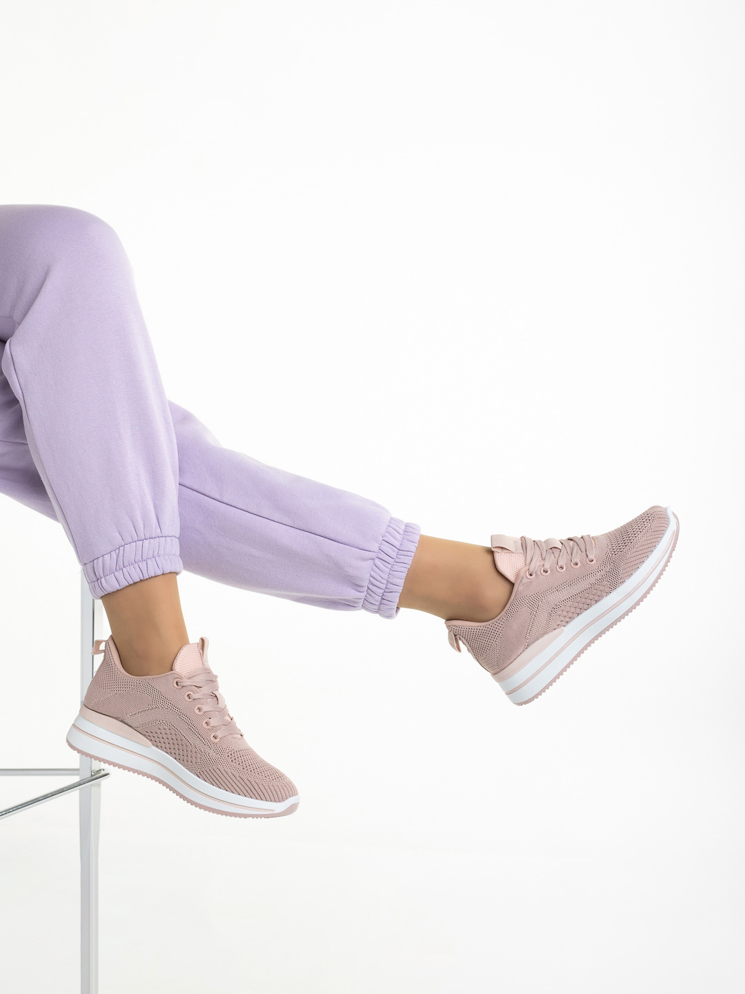 Дамски спортни обувки  розови   от текстилен материал  Jelena, 5 - Kalapod.bg