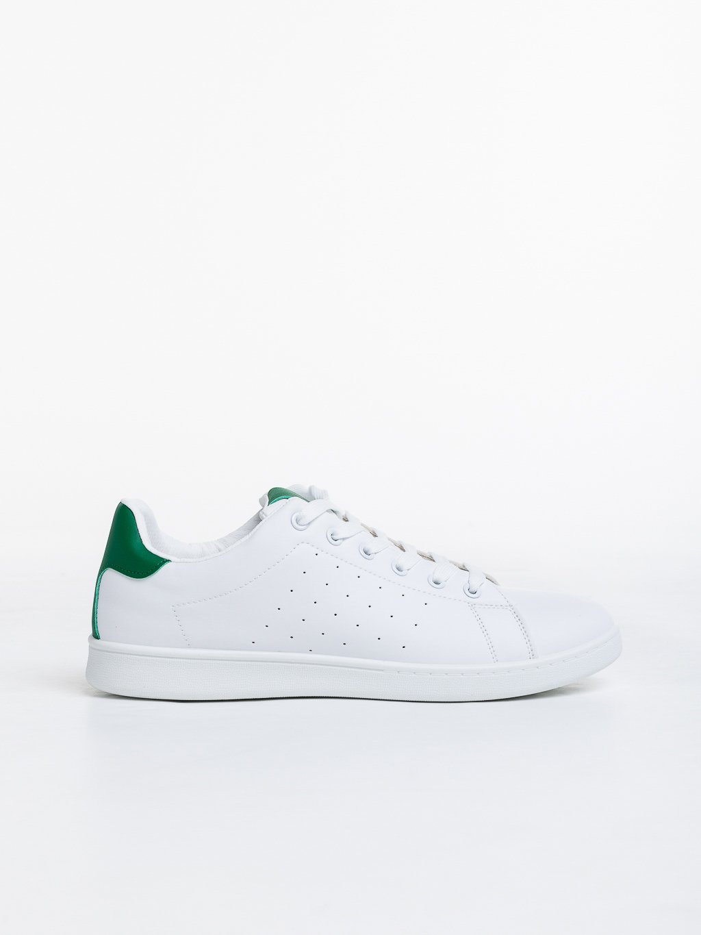 Мъжки спортни обувки  бели  със зелено  от еко кожа  Valeriano, 3 - Kalapod.bg