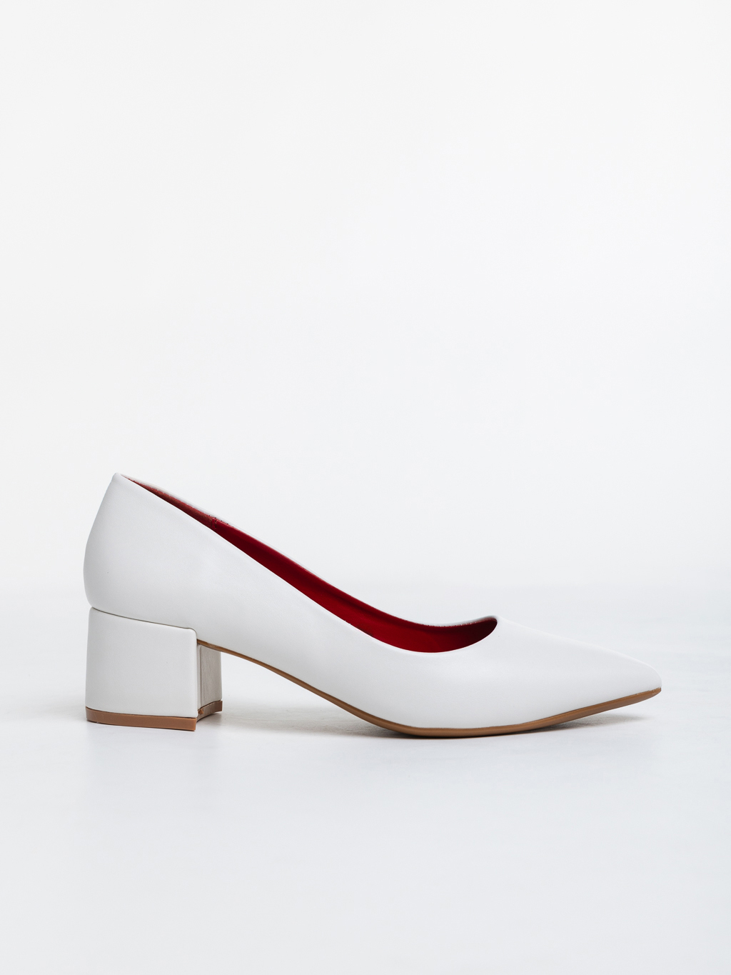 Дамски обувки бели с ток от еко кожа Febronia, 5 - Kalapod.bg