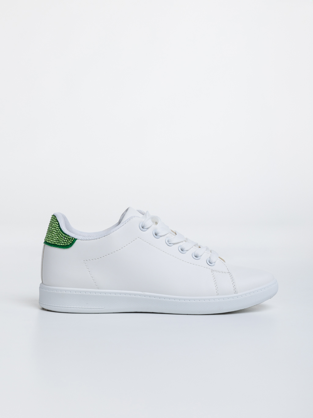 Дамски спортни обувки бели със зелено от еко кожа Liane, 5 - Kalapod.bg