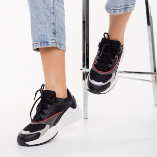 Дамски спортни обувки, Дамски спортни обувки  черни  от еко кожа и текстилен материал Dewina - Kalapod.bg