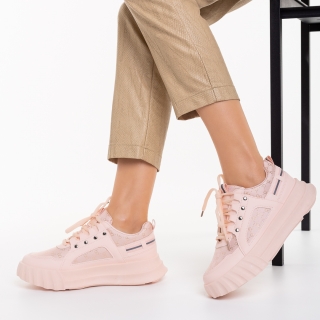 Дамски спортни обувки  розови  от еко кожа и текстилен материал Meriz - Kalapod.bg