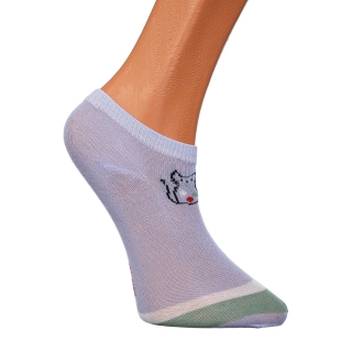 Детски чорапи, К-т 2 чифта детски къси чорапи  C066 лилави с котка - Kalapod.bg