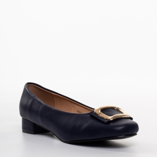 Дамски обувки, Дамски обувки с ток  сини  от еко кожа  Francess - Kalapod.bg