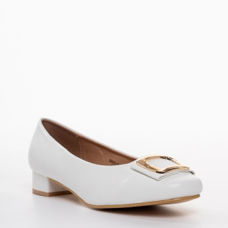 Дамски обувки, Дамски обувки с ток бели от еко кожа  Francess - Kalapod.bg