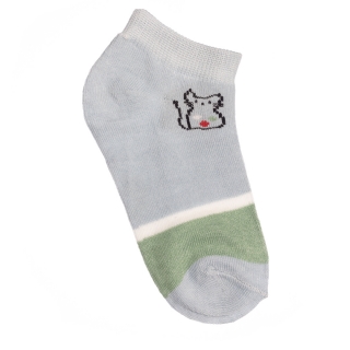 Детски чорапи, К-т 2 чифта детски къси чорапи J-C066 зелени с мишка - Kalapod.bg
