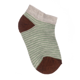Детски чорапи, К-т 2 чифта детски къси чорапи  M-C066 сиви със зелени ленти - Kalapod.bg