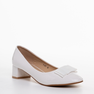 Дамски обувки, Дамски обувки с ток бели от еко кожа  Grayson - Kalapod.bg