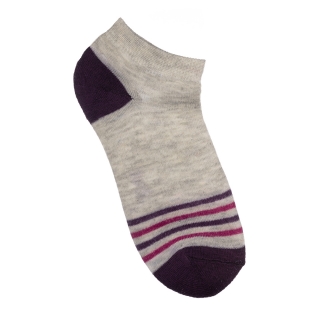 Детски чорапи, К-т 2 чифта детски чорапи сиви с линии, къси с ленти C066-W - Kalapod.bg
