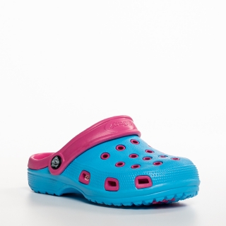 Обувки за деца, Детски чехли сини с розово  от синтетичен материал  Ibrahim - Kalapod.bg