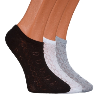  Дамски чорапи и чорапогащници, К-т 3 чифта дамски чорапи черни , сиви и бели BD-1113 - Kalapod.bg