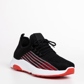 Мъжки спортни обувки, Мъжки спортни обувки  черни  с червено  от текстилен материал  Floyd - Kalapod.bg