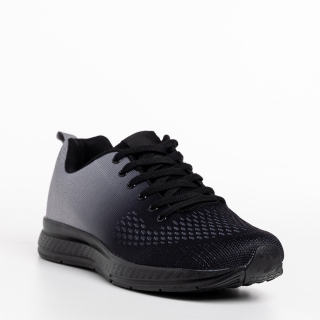 Мъжки спортни обувки, Мъжки спортни обувки черни  със сиво от текстилен материал Renzo - Kalapod.bg