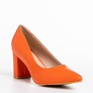 Дамски обувки с ток, Дамски обувки  оранжеви  от еко кожа  Rissa - Kalapod.bg