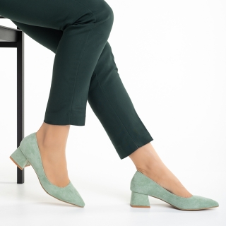 Дамски обувки с ток, Дамски обувки  зелени  от текстилен материал  Cataleya - Kalapod.bg