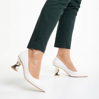 Дамски обувки с ток, Дамски обувки  бели  от еко кожа  Jocelyn - Kalapod.bg