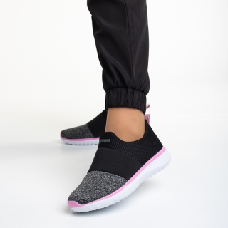Дамски спортни обувки, Дамски спортни обувки  черни със сиво от текстилен материал  Sisto - Kalapod.bg