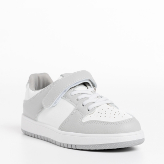 Детски спортни обувки, Детски спортни обувки  бели със сиво  от еко кожа  Bristol - Kalapod.bg