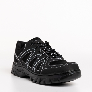 Мъжки спортни обувки, Мъжки спортни обувки черни  от еко кожа и текстилен материал  Devin - Kalapod.bg